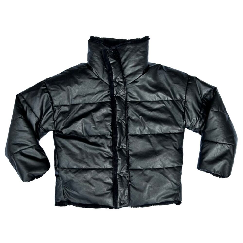 Express Vegan Leather Super Soft Faux Fur Reversible Puffer Jacket